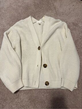 H&M Cream Chunky Knit Button Cardigan